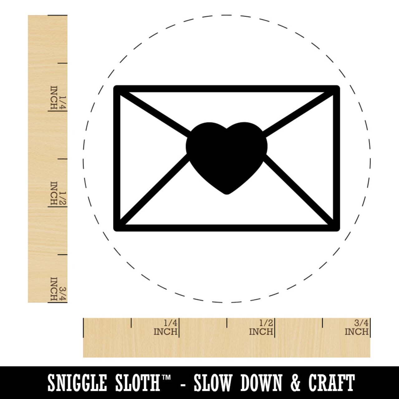 Envelope with Heart Rubber Stamp for Stamping Crafting Planners